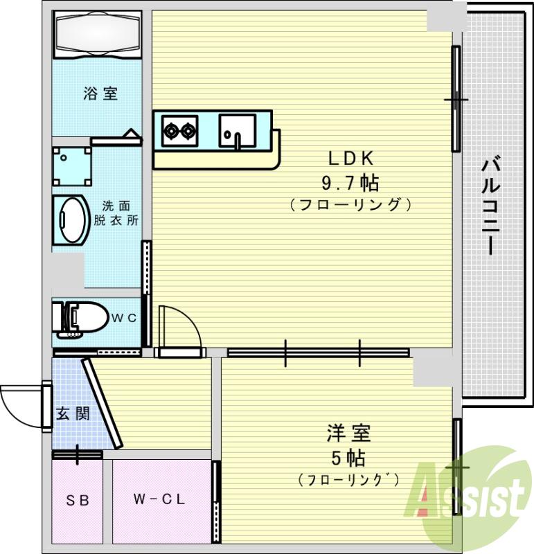 SCALA TOYOTSU(1LDK/2階)の間取り写真