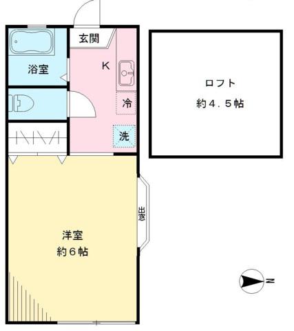 フロムココII(1K/1階)の間取り写真