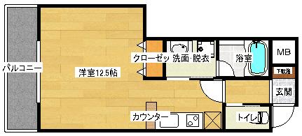 カサヴェルデ八丁堀(ワンルーム/6階)の間取り写真