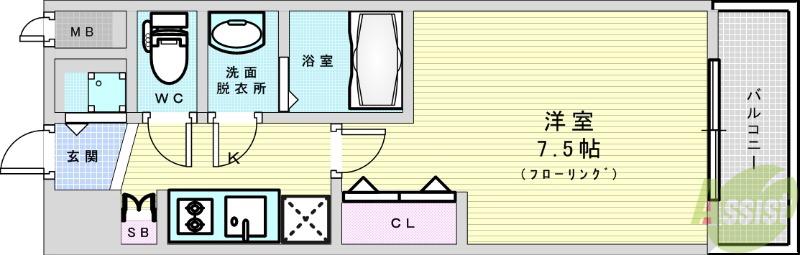スワンズシティ新大阪プライム(1K/7階)の間取り写真