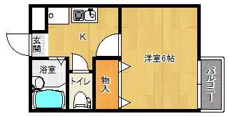 シェーンハイムオカバ(1K/1階)の間取り写真