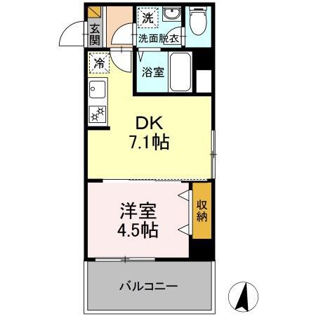 ニュートリノ要(1DK/7階)の間取り写真