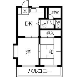 ベルメゾン瀬名(2DK/1階)の間取り写真