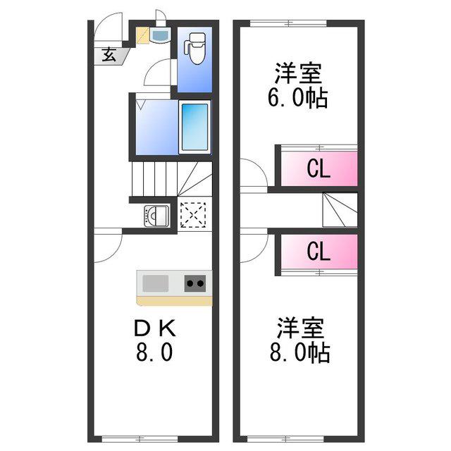 レオパレスINBE III(2DK/1階)の間取り写真