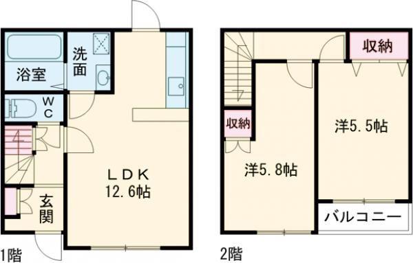 ヴィラ大岩弐番館(2SLDK/1階)の間取り写真