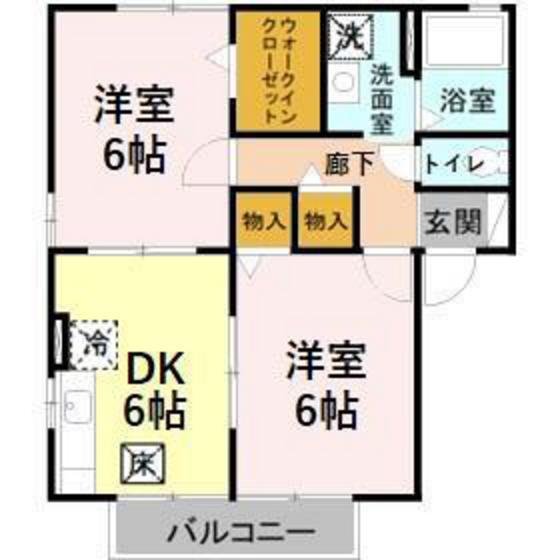 ニューポワール(2DK/1階)の間取り写真