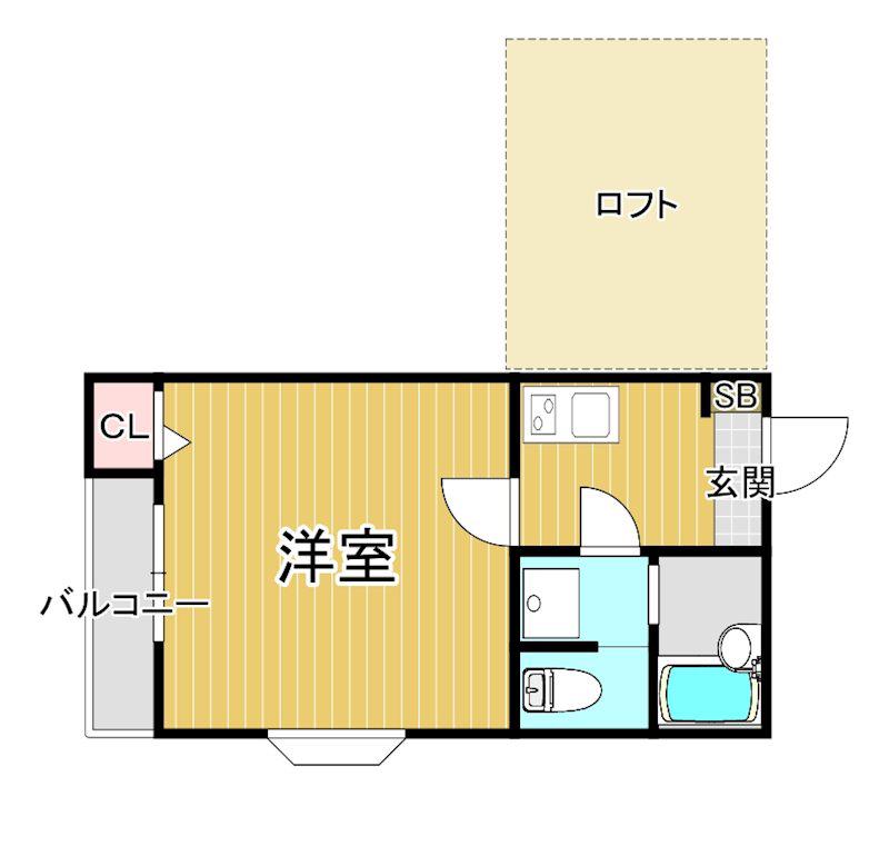 ピュア箱崎東7番館(1K/2階)の間取り写真