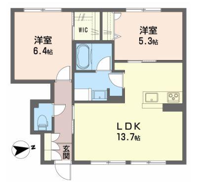 シャーメゾン トムテC(2LDK/1階)の間取り写真