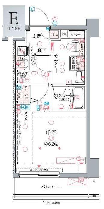 CREVISTA綾瀬(1K/9階)の間取り写真