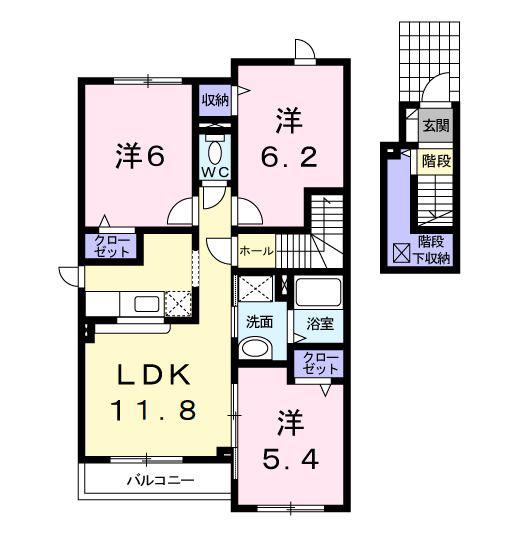 イルミオI(3LDK/2階)の間取り写真