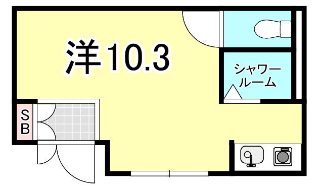 甲子園ガーデンズ(ワンルーム/1階)の間取り写真