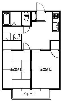ベルメゾンサーバーB(2DK/1階)の間取り写真