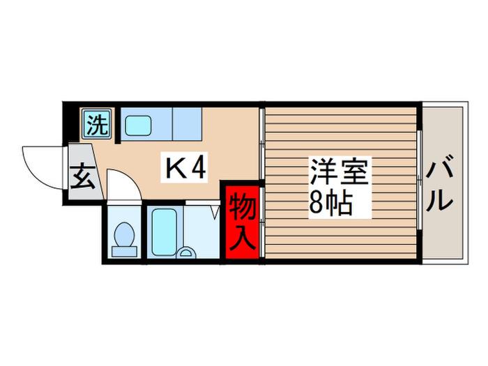 ハイツ栄(1K/3階)の間取り写真
