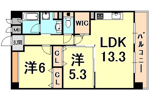 ミラベル(2LDK/4階)の間取り写真