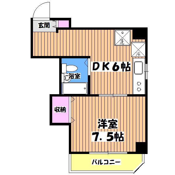 下田ビル(1DK/4階)の間取り写真