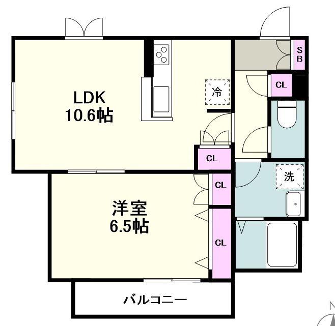 エクセレント西寺尾(1LDK/1階)の間取り写真