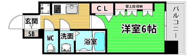 プレリス阿波座BLOOM(1K/6階)の間取り写真