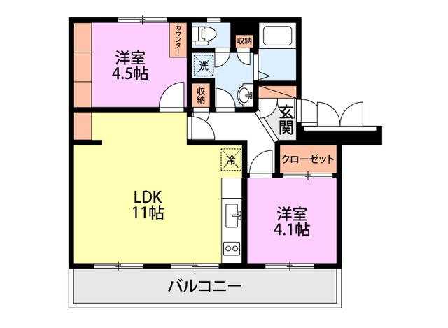 高志レジデンス(2LDK/3階)の間取り写真