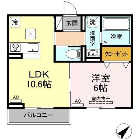 エレガントII(1LDK/1階)の間取り写真