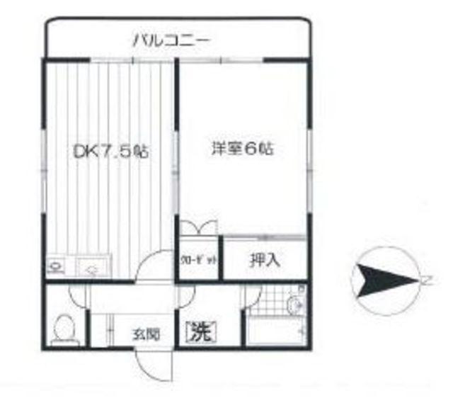 平野ビル(1DK/2階)の間取り写真