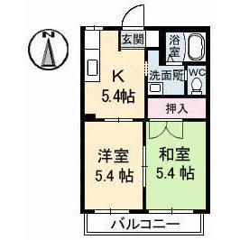グリーンコーポN(2DK/2階)の間取り写真