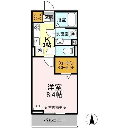 シンディパレス/ハートンD シンディパレス(1K/2階)の間取り写真