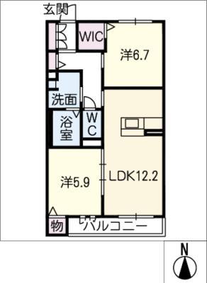 ヴィンヤード(2LDK/2階)の間取り写真