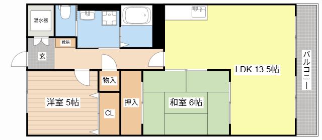 ピュア栗東(2LDK/4階)の間取り写真