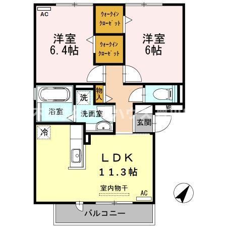 グラン・コート A(2LDK/2階)の間取り写真