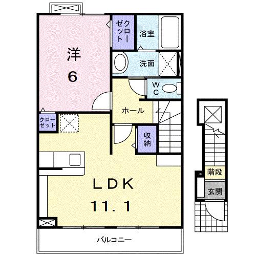 サン・フィオーレ(1LDK/2階)の間取り写真
