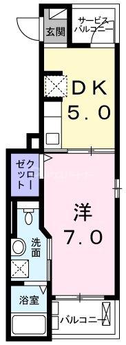セレノ与野鈴谷(1DK/3階)の間取り写真
