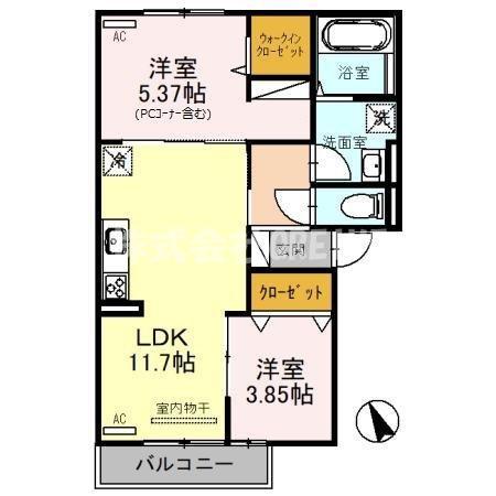 メルベーユM(2LDK/1階)の間取り写真