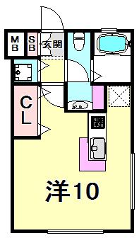 ブリストル(ワンルーム/1階)の間取り写真