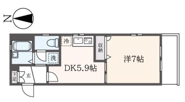 ビエナアート1(1DK/3階)の間取り写真