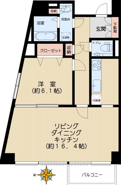 グランドシティ白山(1LDK/10階)の間取り写真