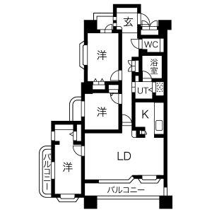 ライオンズシティ栄(3LDK/12階)の間取り写真