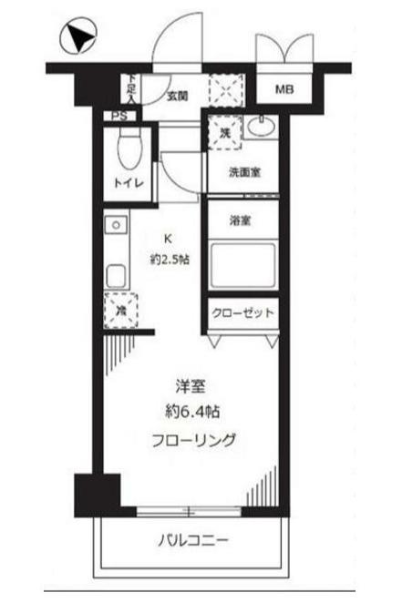 パルメゾン見次公園(1K/6階)の間取り写真