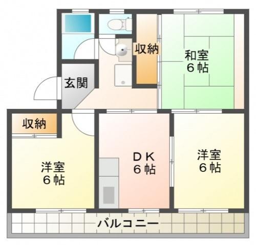 エステートI高柳(3DK/1階)の間取り写真