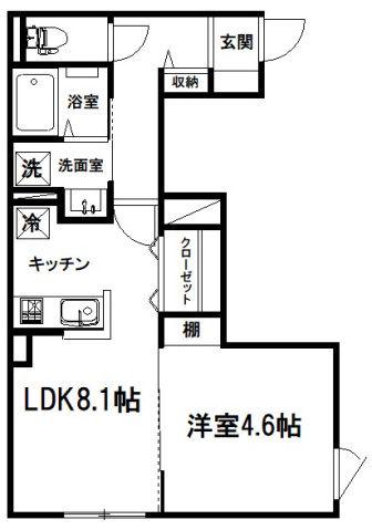 CASA.KELLY(1LDK/1階)の間取り写真