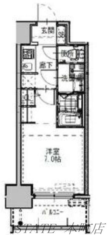 S-RESIDENCEドーム前千代崎(1K/2階)の間取り写真