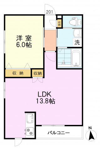 プリマベーラ(1LDK/2階)の間取り写真