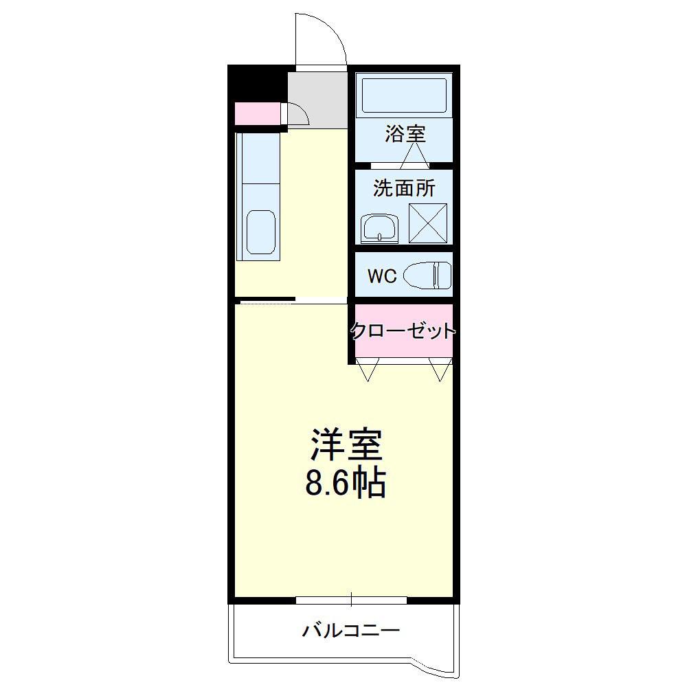 ティアラ西伊場(1K/3階)の間取り写真