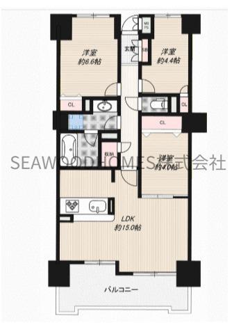 アマックス横浜(2LDK/4階)の間取り写真