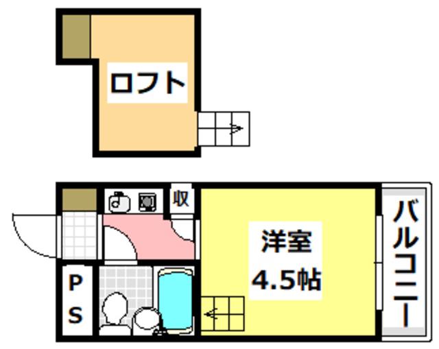 ラフィーネ千里丘(1K/3階)の間取り写真