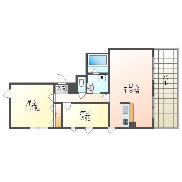 サンピア柳(2LDK/7階)の間取り写真