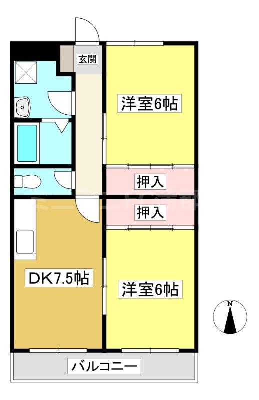NEWマリッチ丸山(2DK/2階)の間取り写真