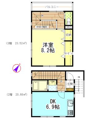 RES池尻(1DK/2階)の間取り写真