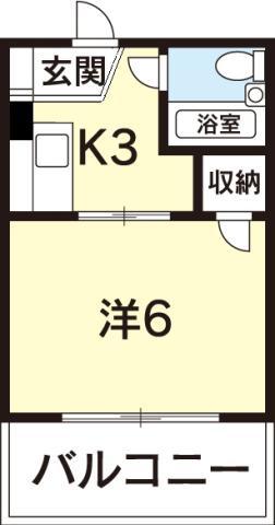 ＪＲ牟岐線 阿波富田駅 徒歩12分 4階建 築48年(1K/2階)の間取り写真