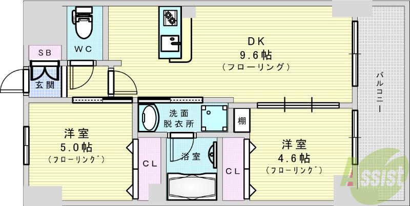 エステムコート新大阪10ザゲート(2DK/13階)の間取り写真