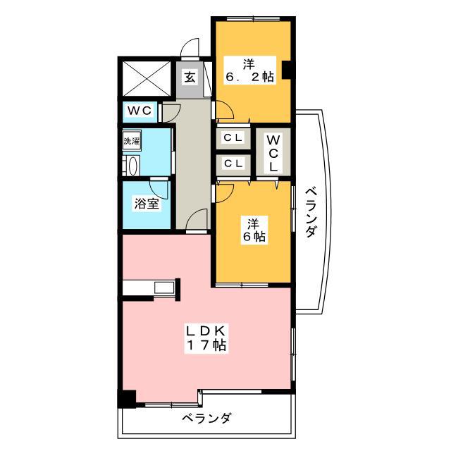 レジデンスタツミ(2LDK/4階)の間取り写真